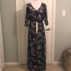 Navy flower Kimono